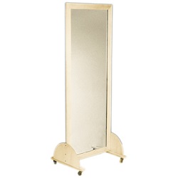 GLASS MIRROR, MOBILE CASTER BASE, 28 X 75 INCH VERTICAL
